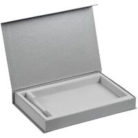 Коробка Silk с флокированным ложементом под ежедневник и ручку, ver. 2, серая