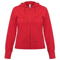 Толстовка женская Hooded Full Zip красная, размер XXL