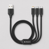 Дата-кабель 3 в 1: micro USB, USB-C, Ligthning, алюминий, 1.2м, черный, Deppa