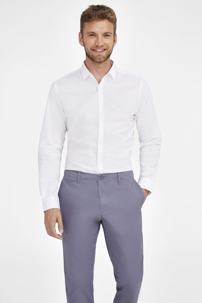 Рубашка мужская Becker Men, белая с темно-синим, размер 3XL-5