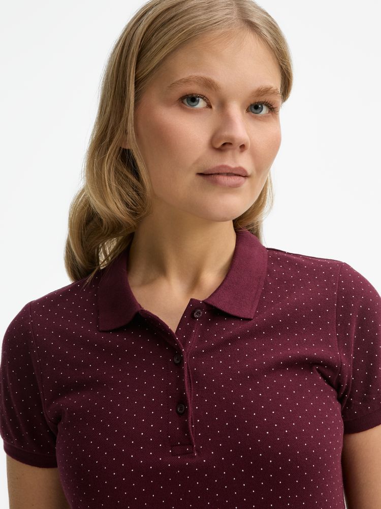 Рубашка поло женская Brandy Women, бордовая с белым, размер L-8