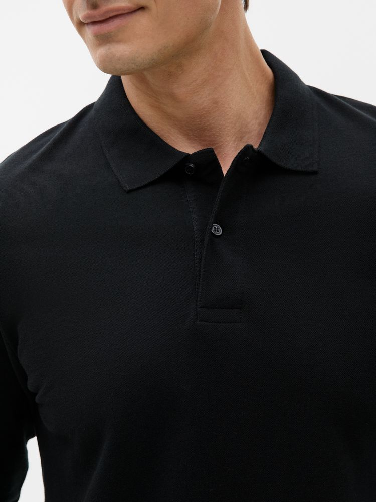 Рубашка поло мужская с длинным рукавом Perfect LSL Men черная, размер 3XL-7