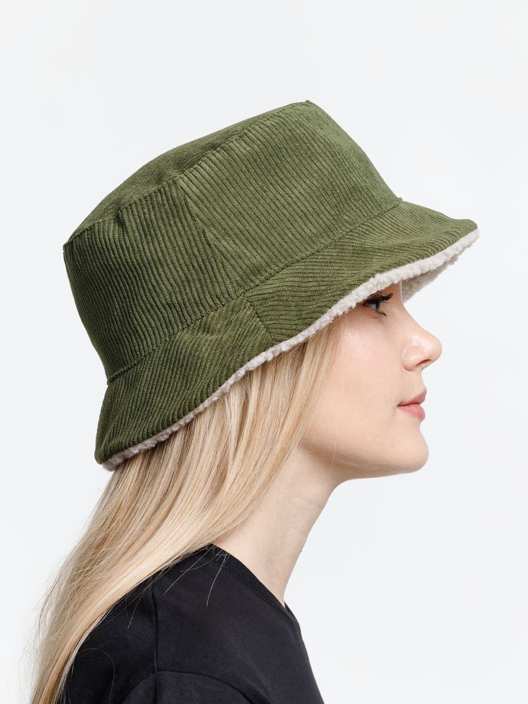Панама Bucket двусторонняя, хаки с бежевым, размер M/L-4