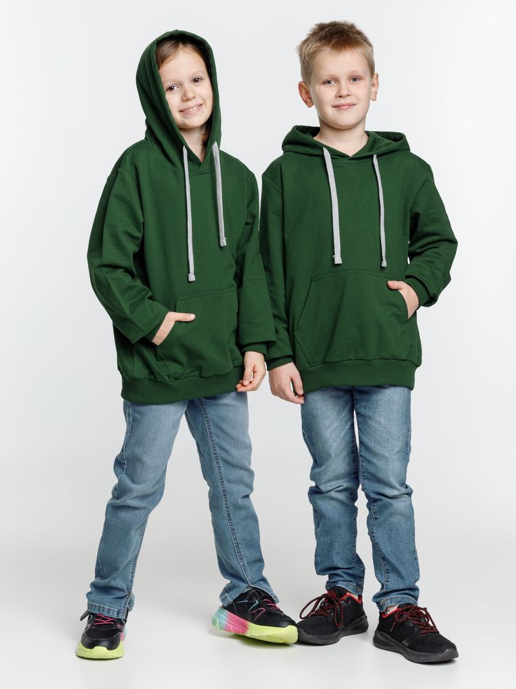 Толстовка с капюшоном детская Kirenga Kids, темно-зеленая, 12 лет-9