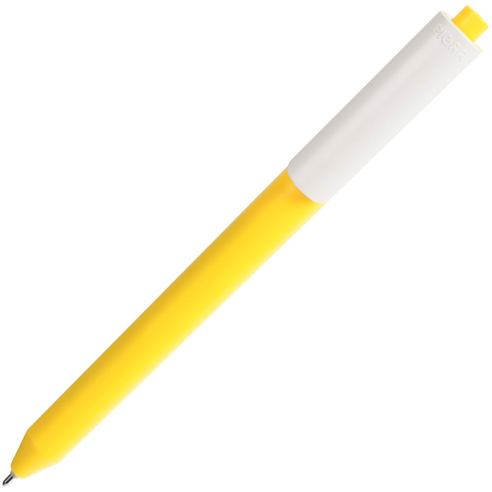 Ручка шариковая Pigra P03 Mat, желтая с белым-2