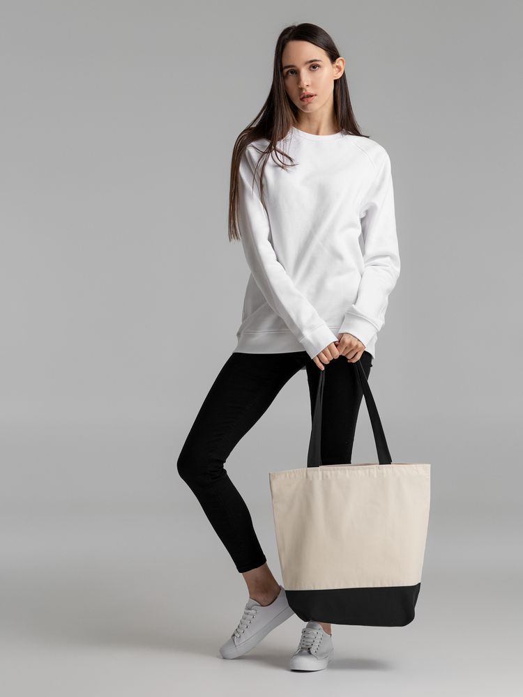 Сумка для покупок на молнии Shopaholic Zip, неокрашенная с черным-6