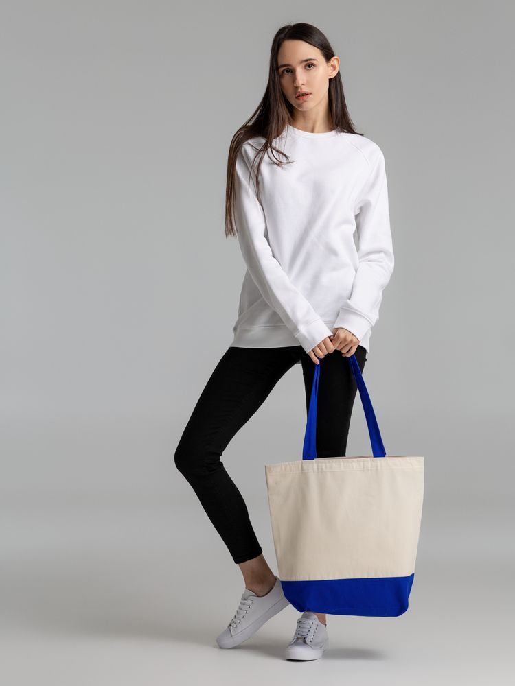 Сумка для покупок на молнии Shopaholic Zip, неокрашенная с синим-10