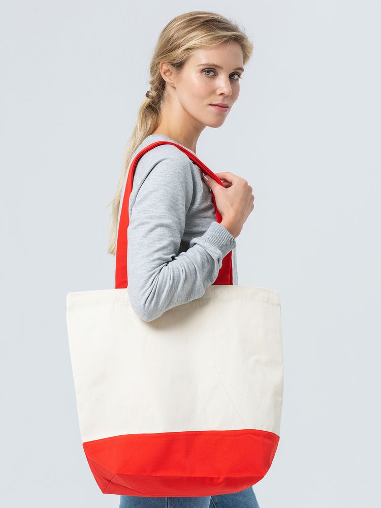 Холщовая сумка Shopaholic, красная-6
