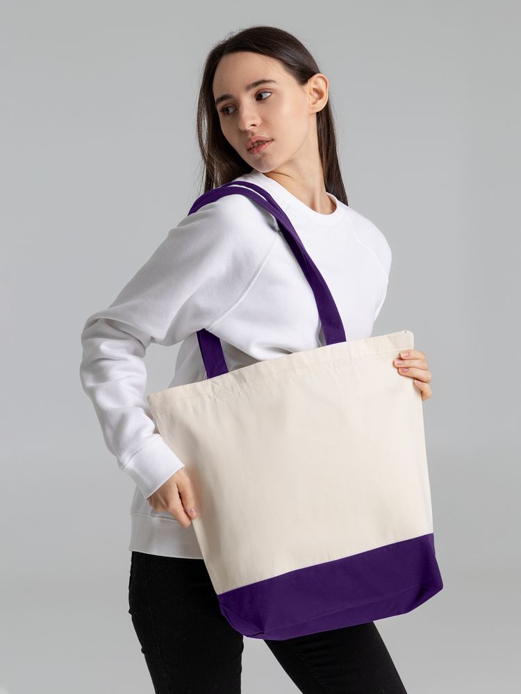 Холщовая сумка Shopaholic, фиолетовая-6