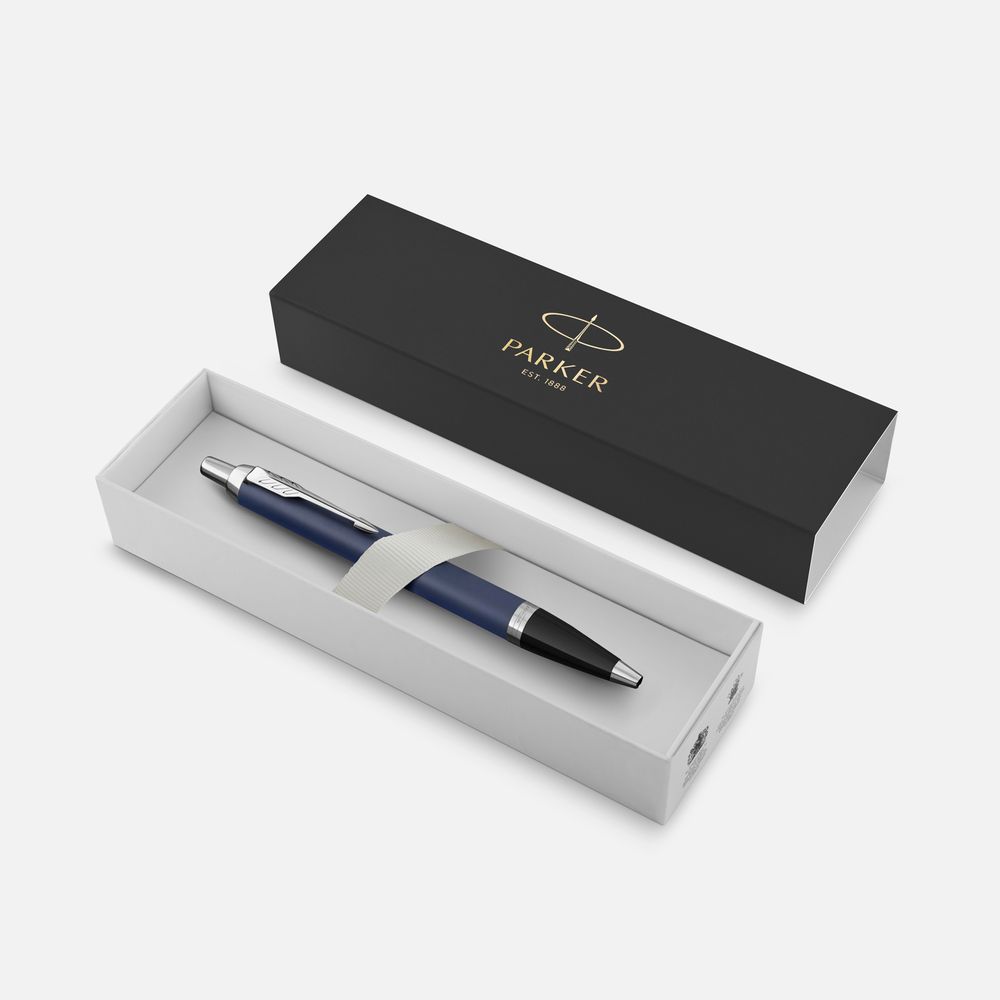 Ручка шариковая Parker IM Core Matte Blue CT, темно-синяя с черным-3