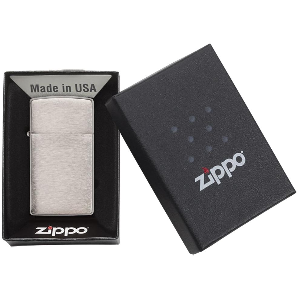 Зажигалка Zippo Slim Brushed, матовая серебристая-2
