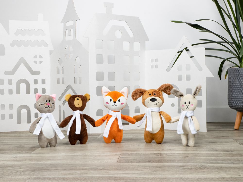 Мягкая игрушка Beastie Toys, заяц с белым шарфом-9