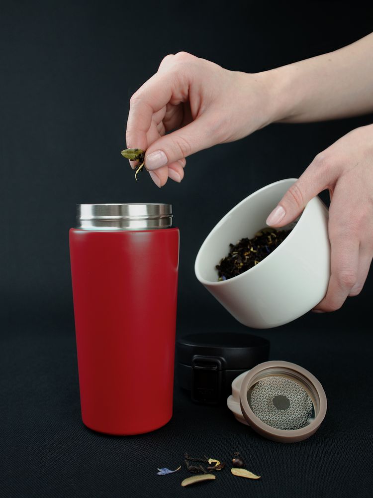 Термостакан с ситечком No Leak Infuser, красный-8