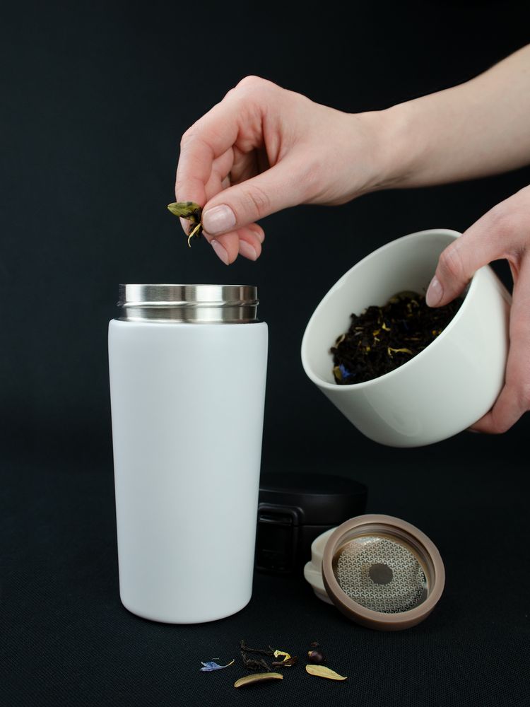 Термостакан с ситечком No Leak Infuser, белый-8