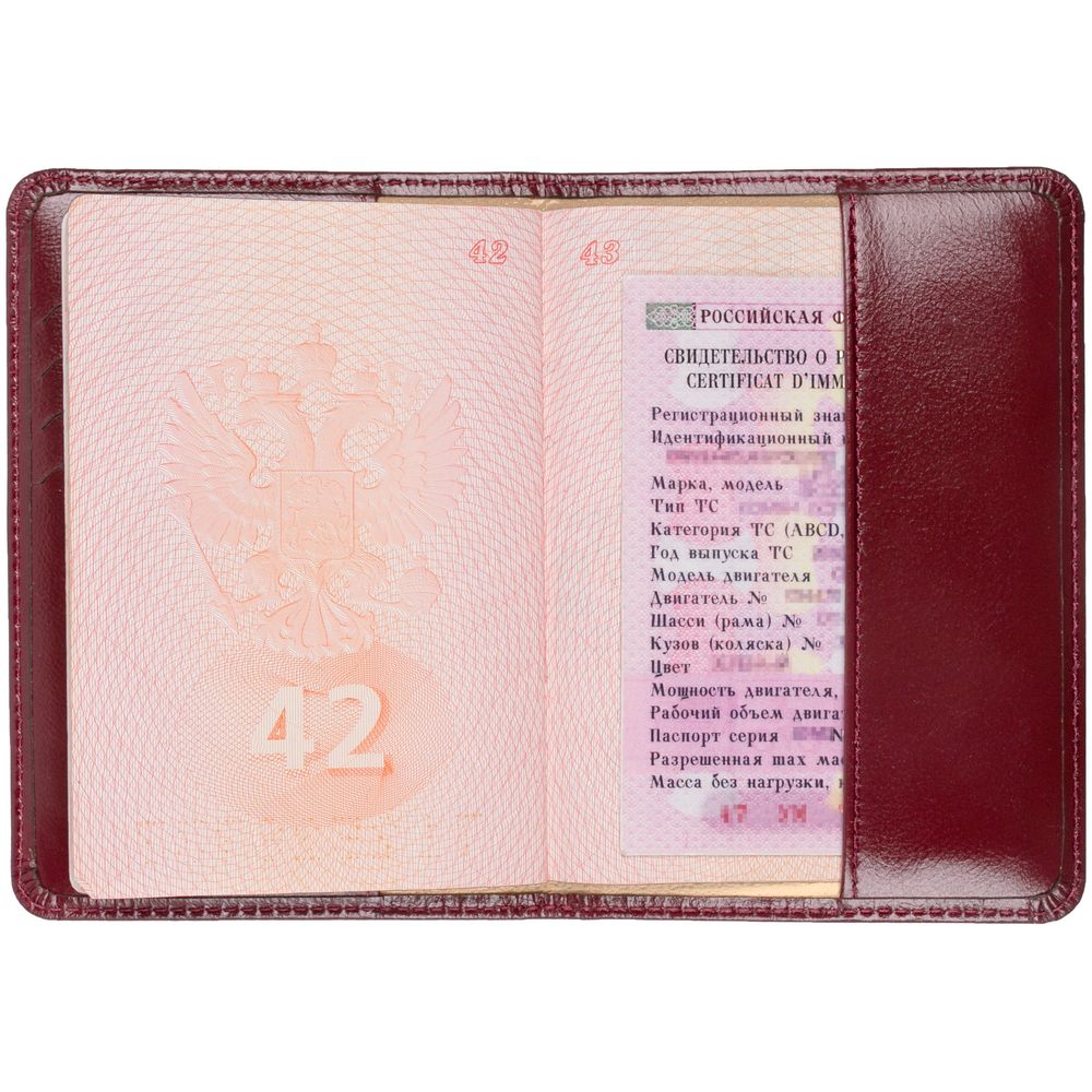 Обложка для паспорта Signature, бордовая-8