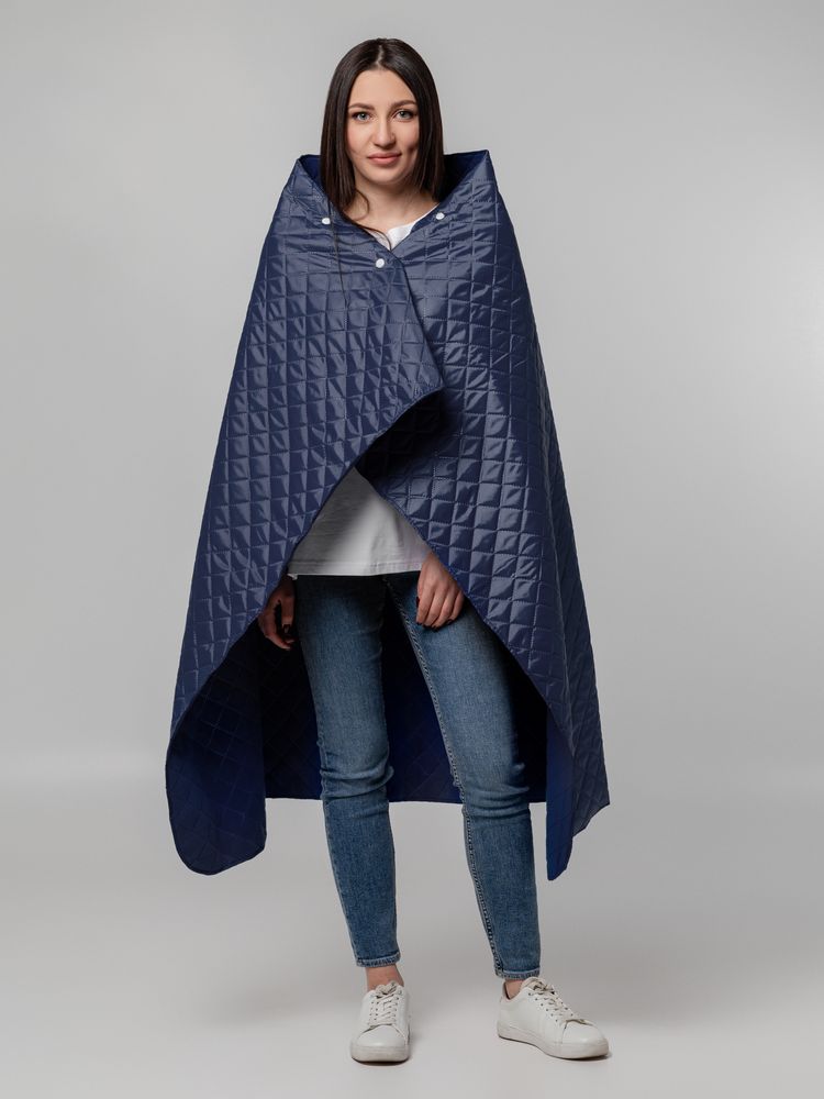 Плед-пончо для пикника SnapCoat, синий-8
