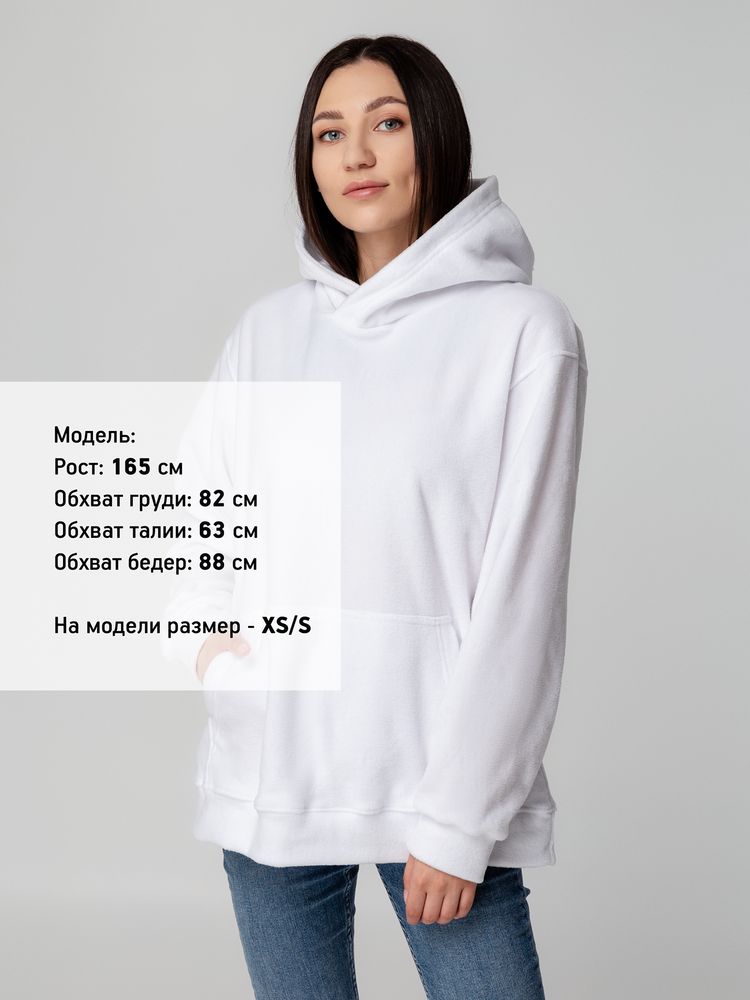 Худи флисовое унисекс Manakin, белое, размер XS/S-5