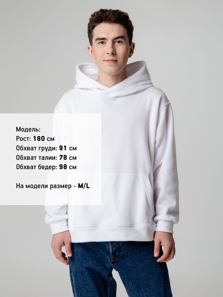 Худи флисовое унисекс Manakin, белое, размер XS/S-9