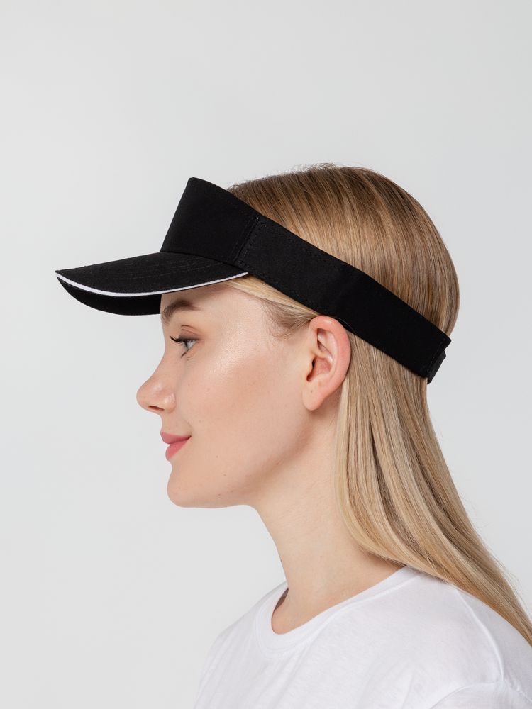 Козырек Active, черный с белым кантом-10