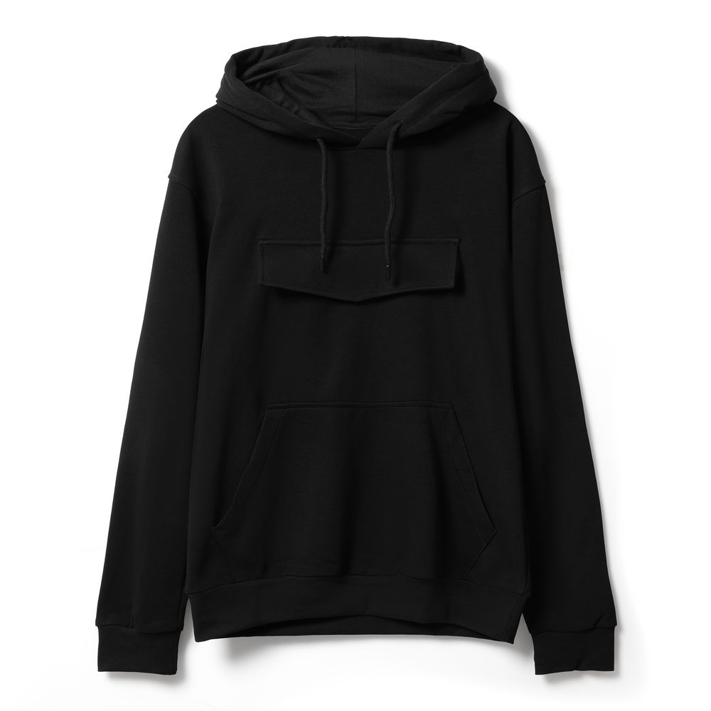 Худи унисекс с карманом на груди Chest Pocket, черное, размер XS/S-2