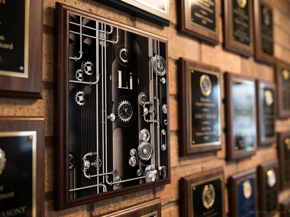Плакетка Plaque, большая, венге с серебристой пластиной-7