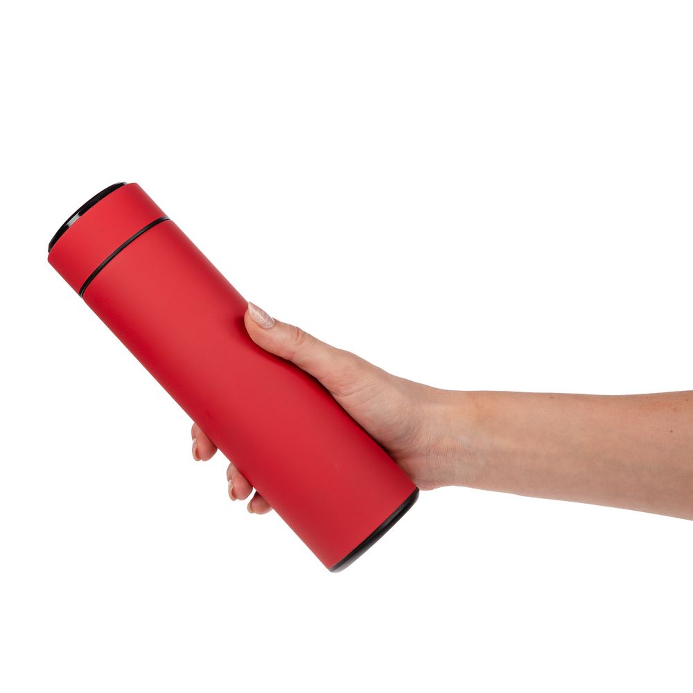 Смарт-бутылка с заменяемой батарейкой Long Therm Soft Touch, красная, без пакета-5