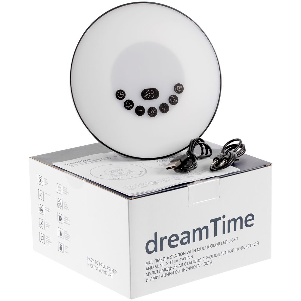 Лампа-колонка со световым будильником dreamTime, ver.2, черная-9