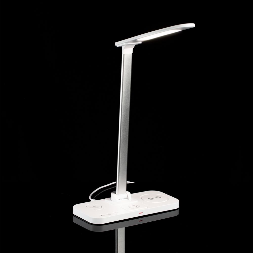 Настольная лампа с беспроводной зарядкой Power Light, белая-12