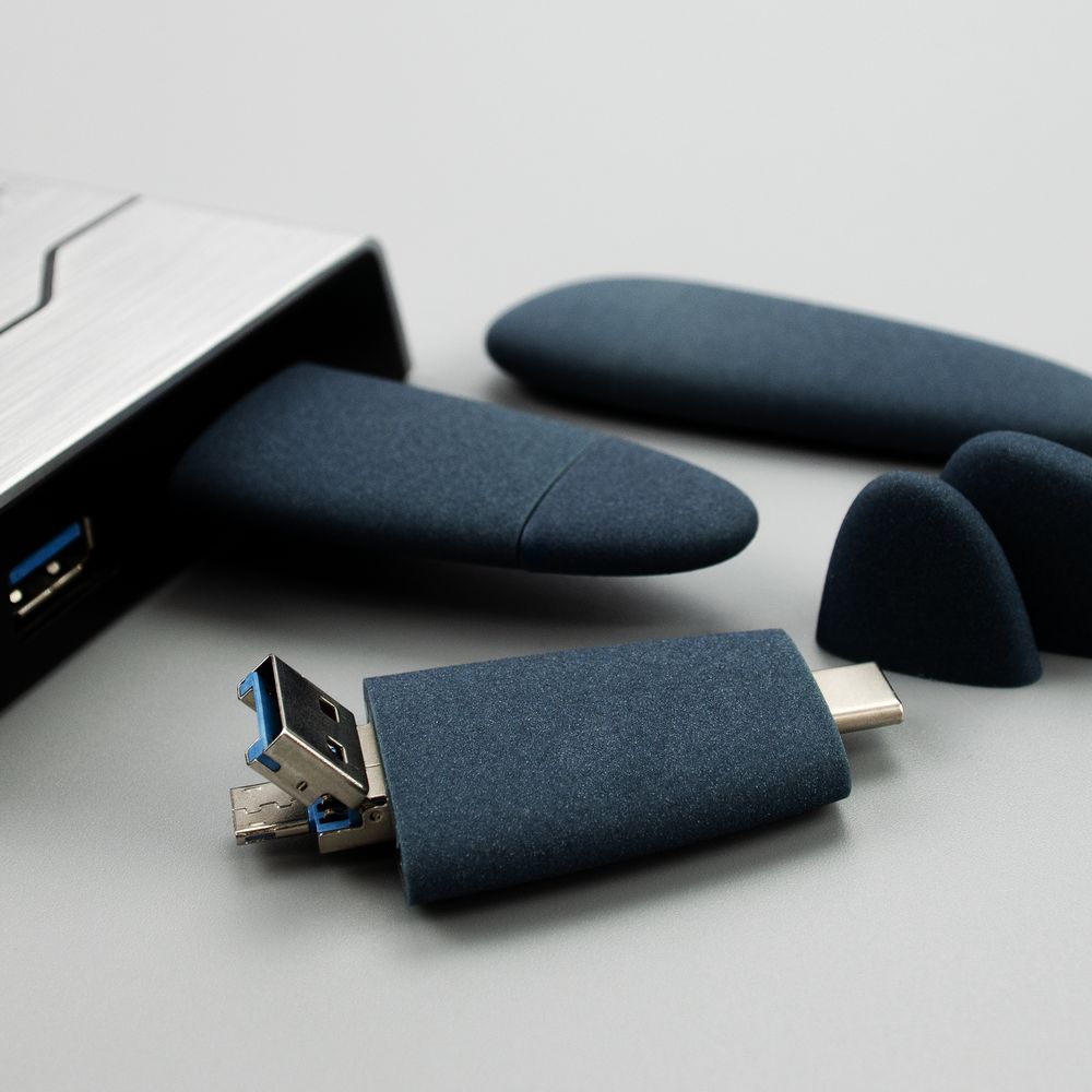Флешка Pebble Universal, USB 3.0, серо-синяя, 32 Гб-9
