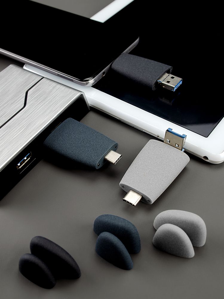 Флешка Pebble Universal, USB 3.0, серо-синяя, 32 Гб-12