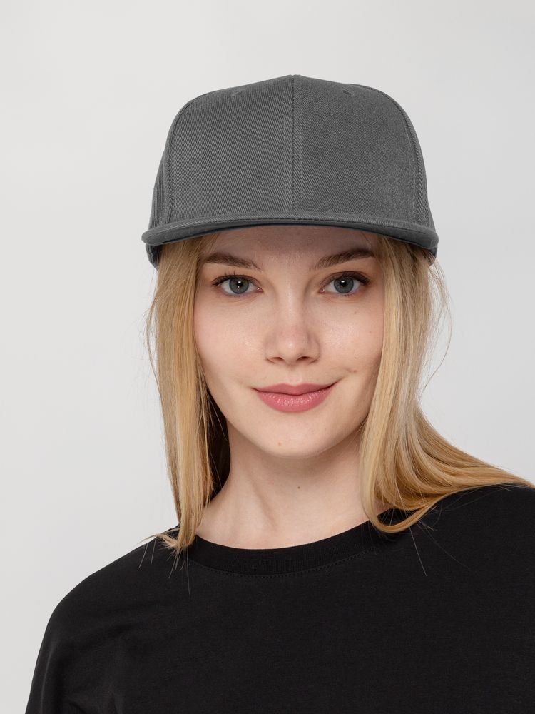 Бейсболка Snapback с прямым козырьком, серая-6