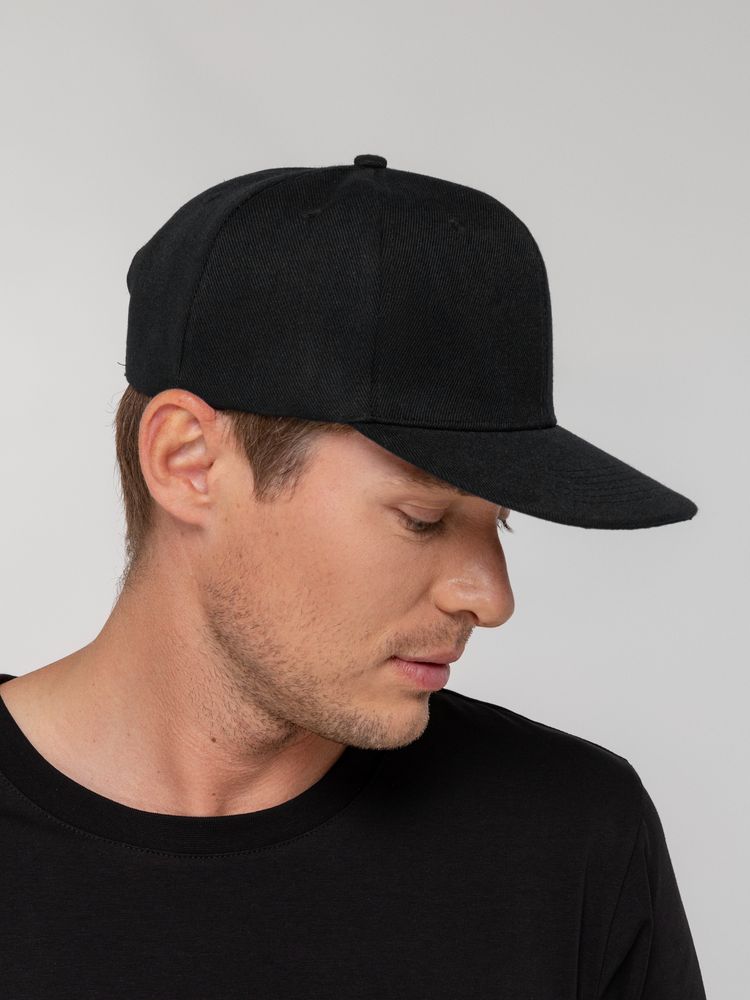 Бейсболка Snapback с прямым козырьком, черная-4