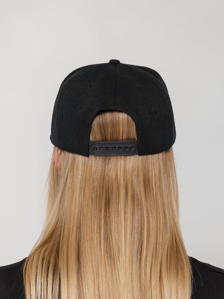 Бейсболка Snapback с прямым козырьком, черная-7