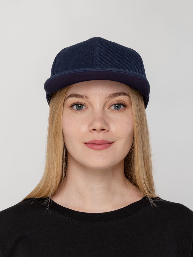 Бейсболка Snapback с прямым козырьком, темно-синяя-4