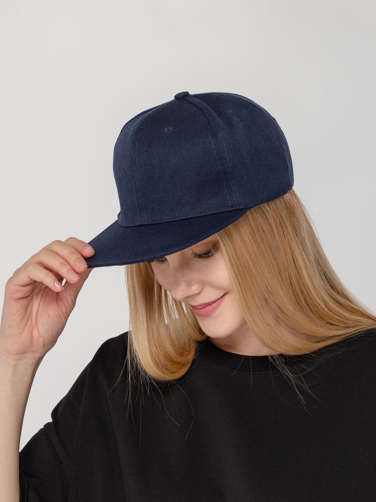 Бейсболка Snapback с прямым козырьком, темно-синяя-5