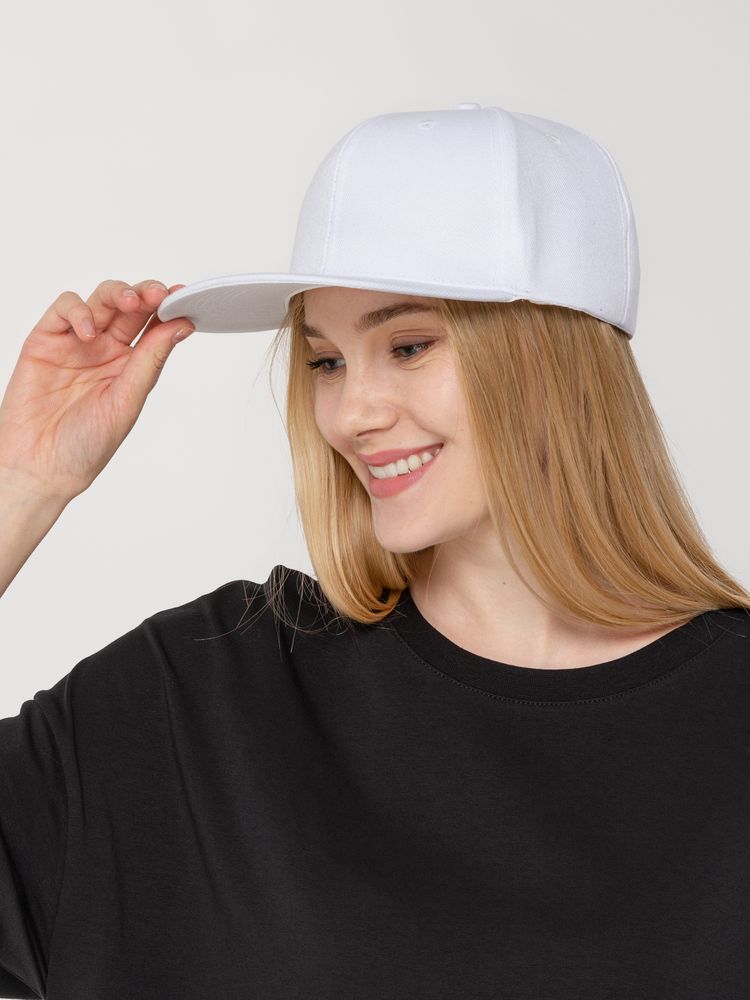 Бейсболка Snapback с прямым козырьком, белая-4