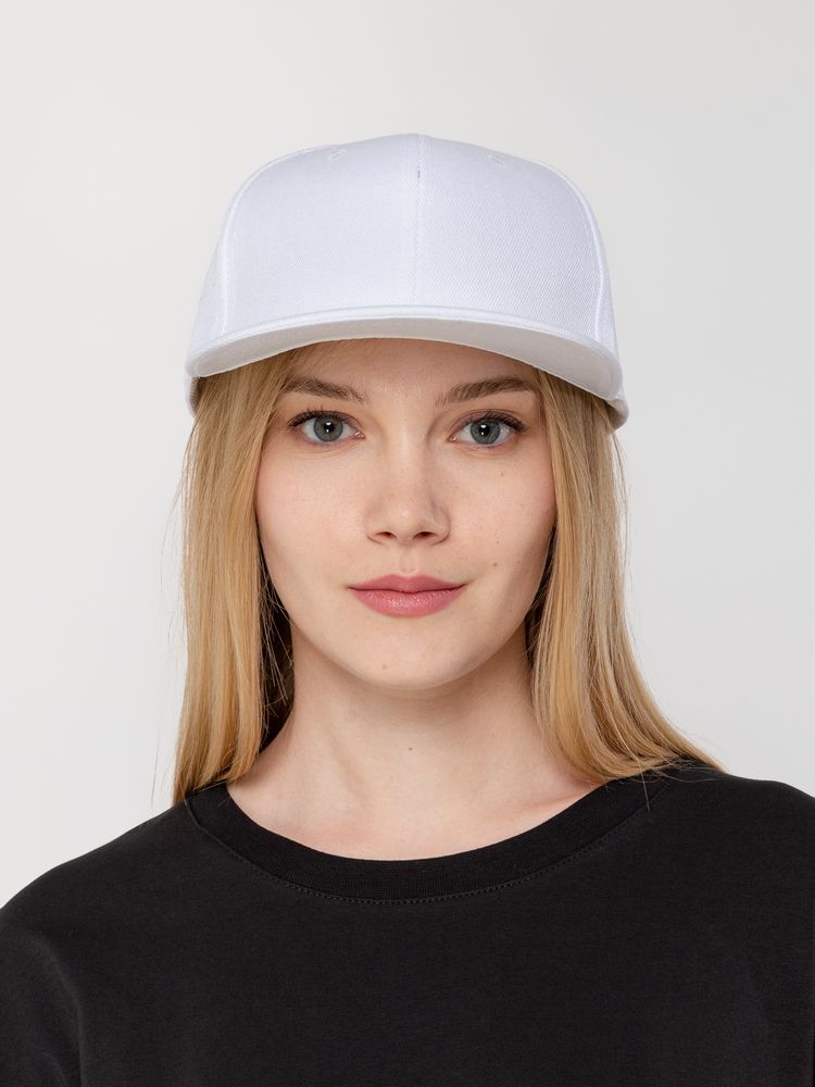 Бейсболка Snapback с прямым козырьком, белая-5