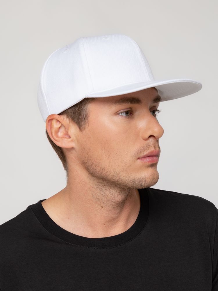 Бейсболка Snapback с прямым козырьком, белая-6