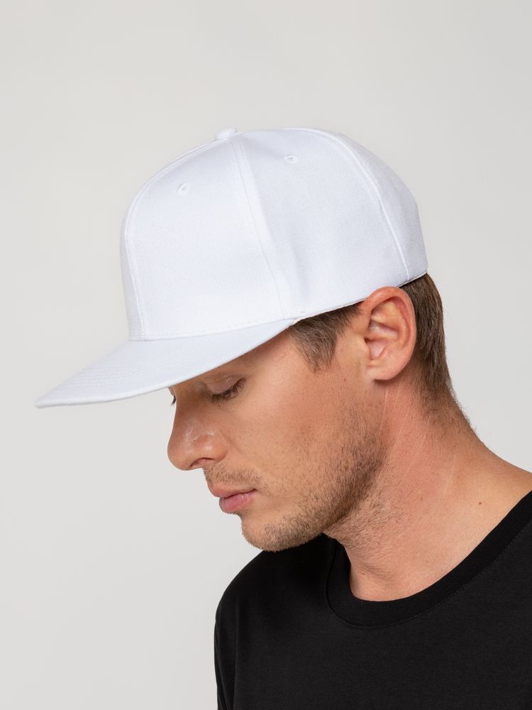 Бейсболка Snapback с прямым козырьком, белая-7