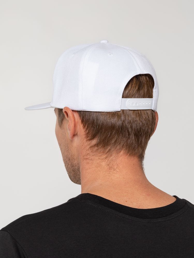 Бейсболка Snapback с прямым козырьком, белая-8