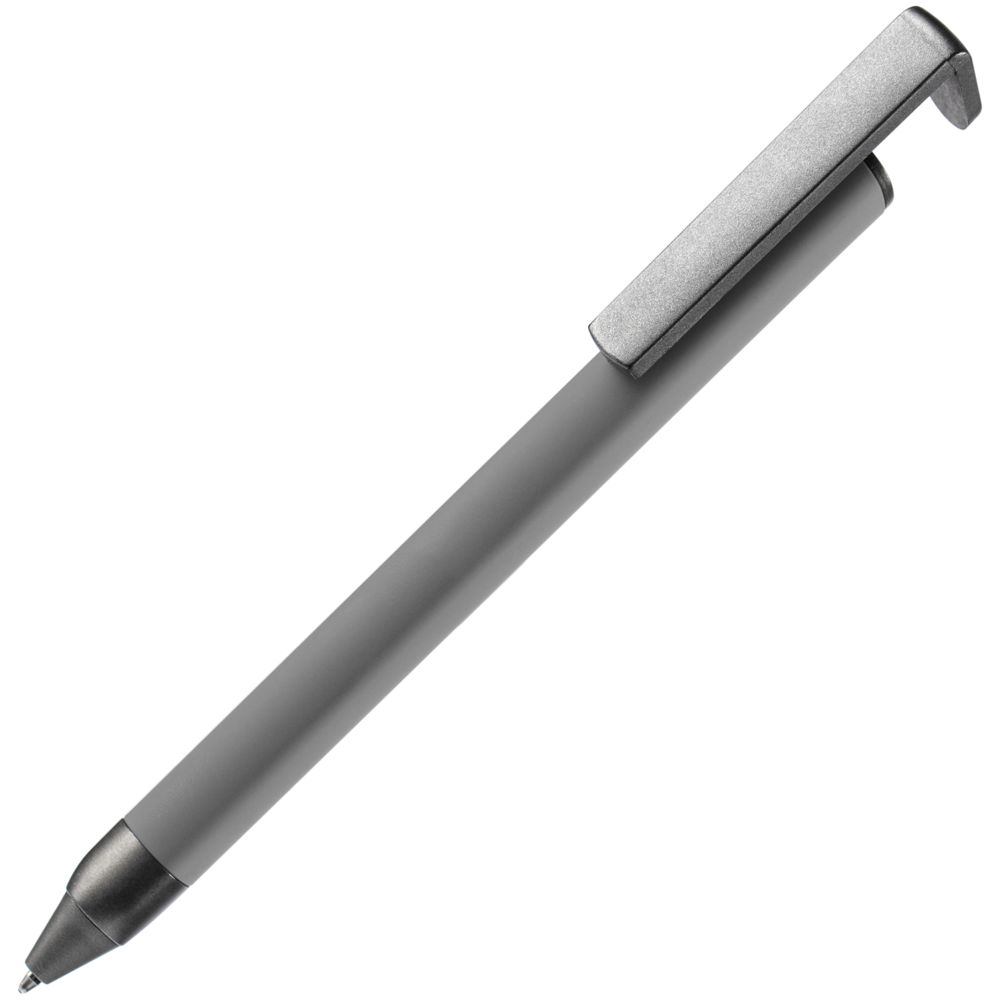 Ручка шариковая Standic с подставкой для телефона, серая-1