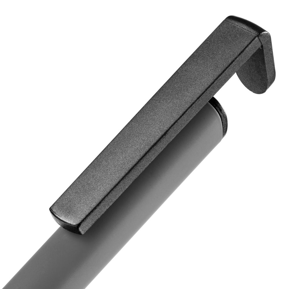 Ручка шариковая Standic с подставкой для телефона, серая-5