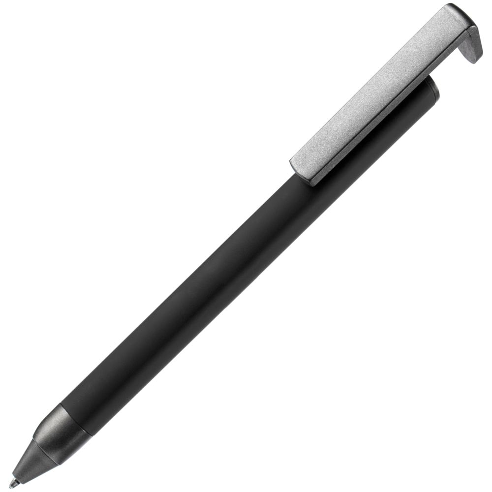 Ручка шариковая Standic с подставкой для телефона, черная-1