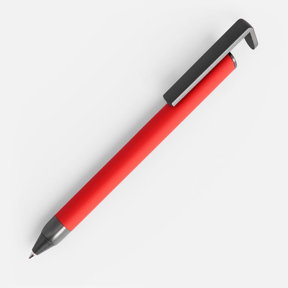 Ручка шариковая Standic с подставкой для телефона, красная-1