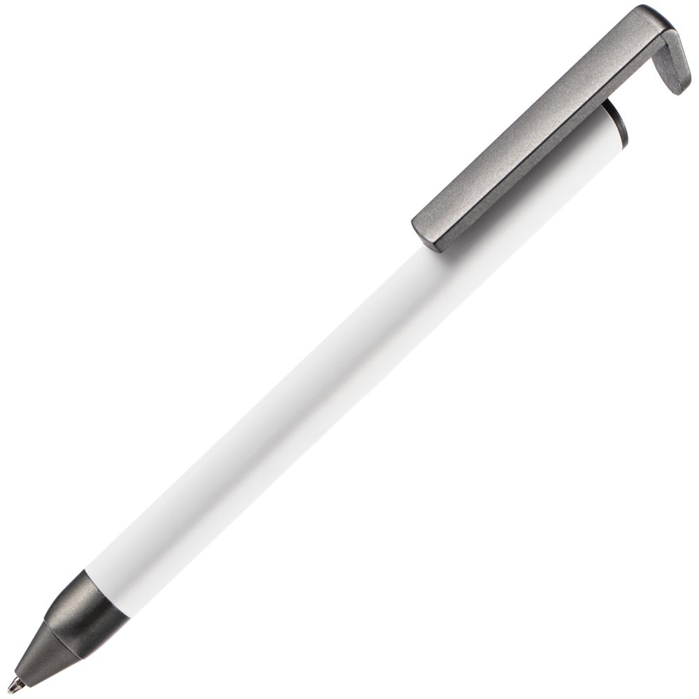Ручка шариковая Standic с подставкой для телефона, белая-1