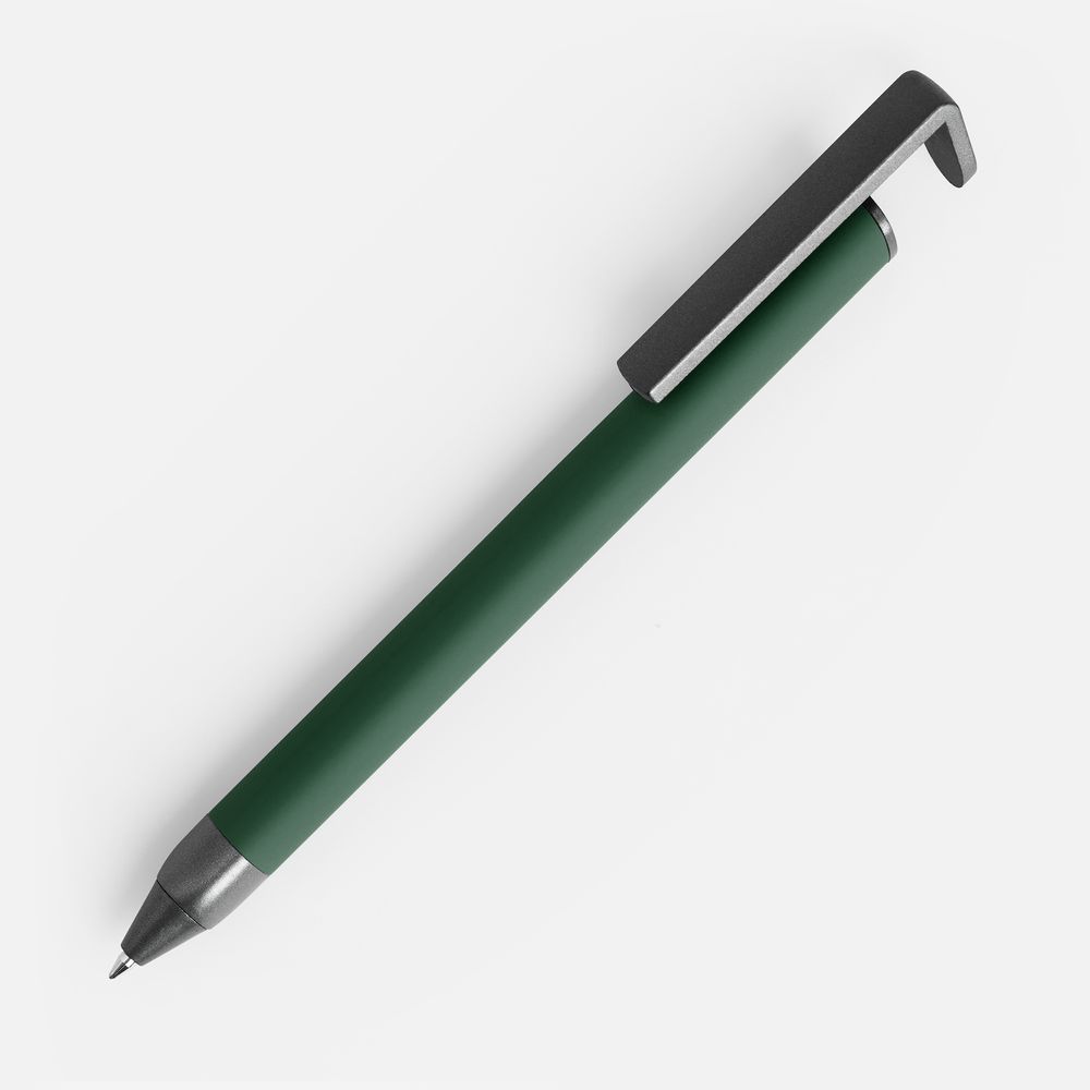 Ручка шариковая Standic с подставкой для телефона, зеленая-1