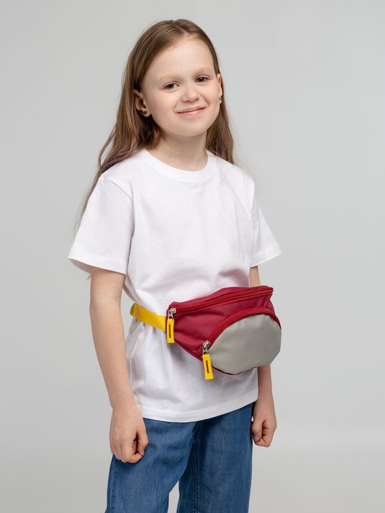 Поясная сумка детская Kiddo, бордовая с серым-5
