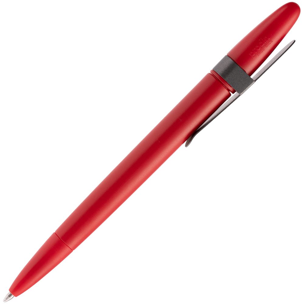Ручка шариковая Prodir DS5 TSM Metal Clip, красная с серым-3