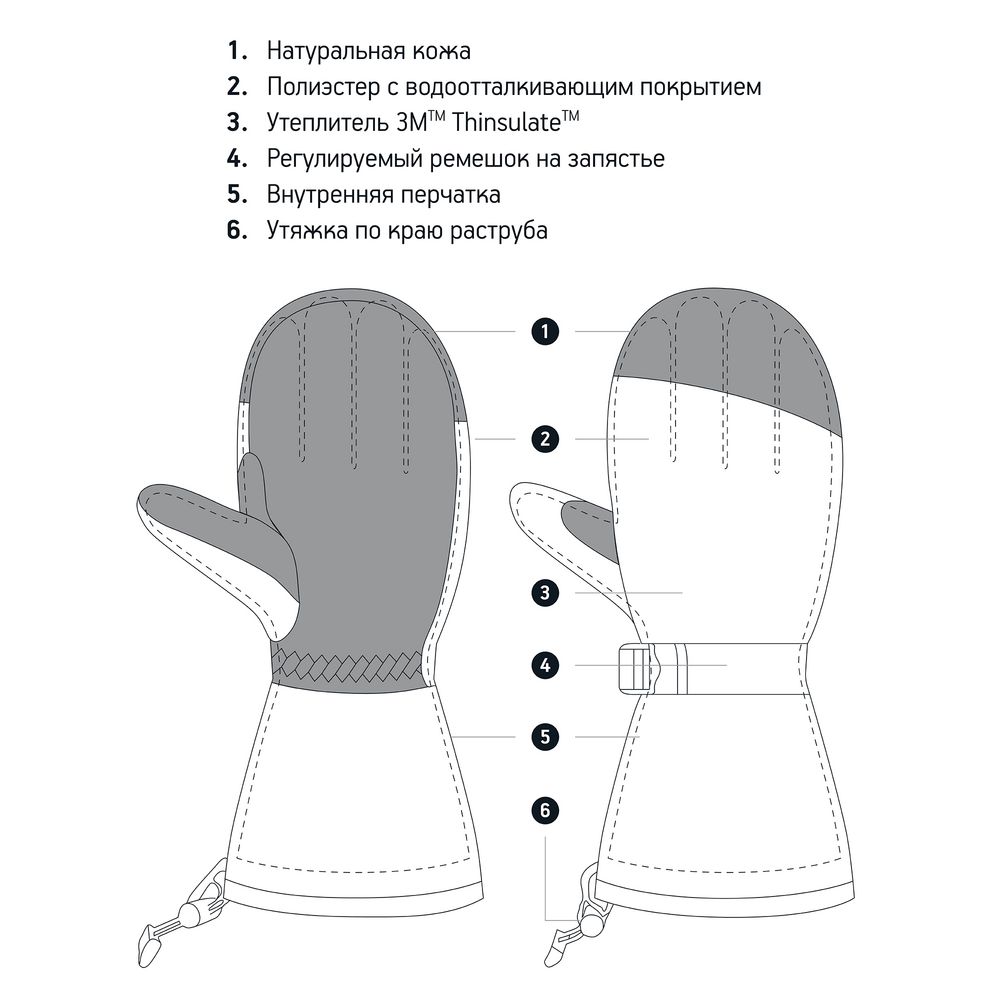 Варежки Big Boss, черные, размер L-6