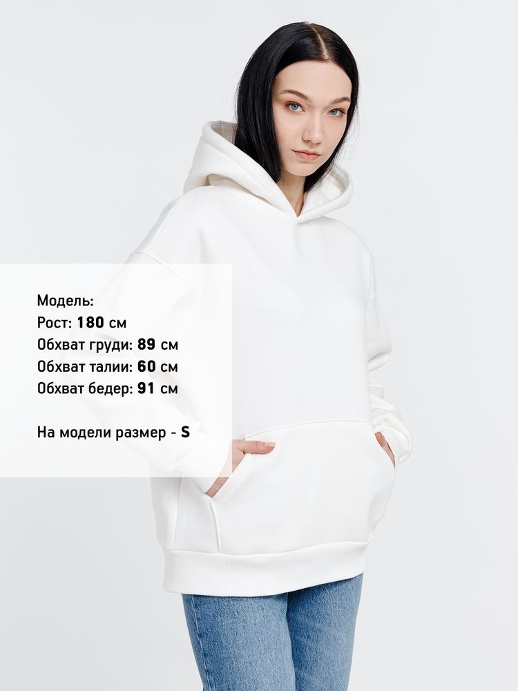 Худи оверсайз унисекс Go Easy, молочно-белое, размер S-9